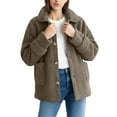 thumbnail image 5 of Karight Women's Soft Fluffy Blazer Jacket Lapel Collar Warm Thick Fuzzy Teddy Fleece Casual Double Breasted Jacket, 5 of 6