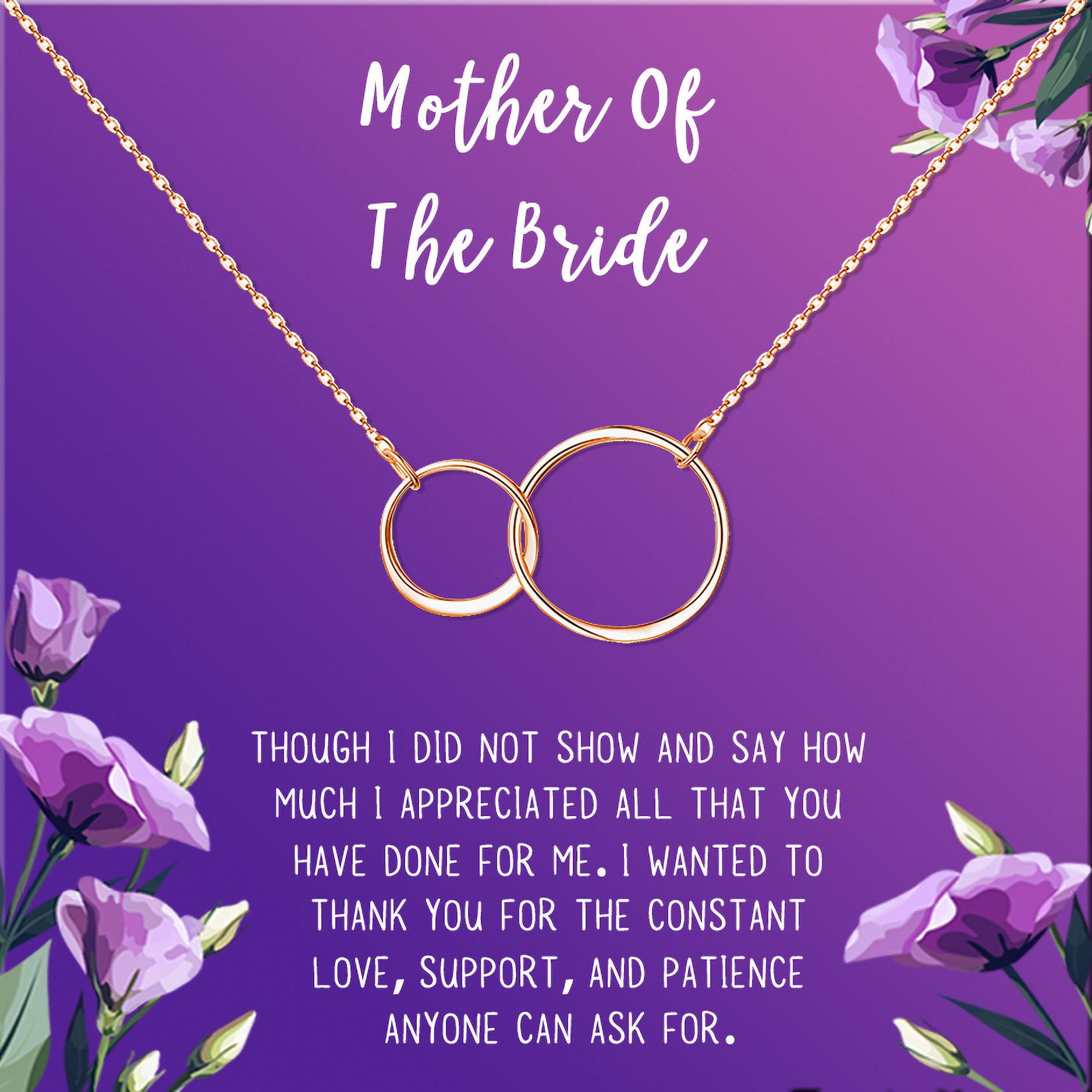 Mother of the Bride Mother's Day Gift, Jewelry Gift for Mother in Law, Necklace and Card Gift Set, Gift for Mom, Gift for Her, Jewelry for Mom, Thank you Gift [Rose Gold Infinity Ring,Purple Gradient]