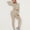 Khaki, variant on WEIee Legging Sets for Women 2 Piece Women Workout Sets Crewneck Long Sleeve Shirts Sets Elastic High Waist Leggings Suit Solid Fashion Slim Tracksuit Outdoor Sports Sportswear Black L