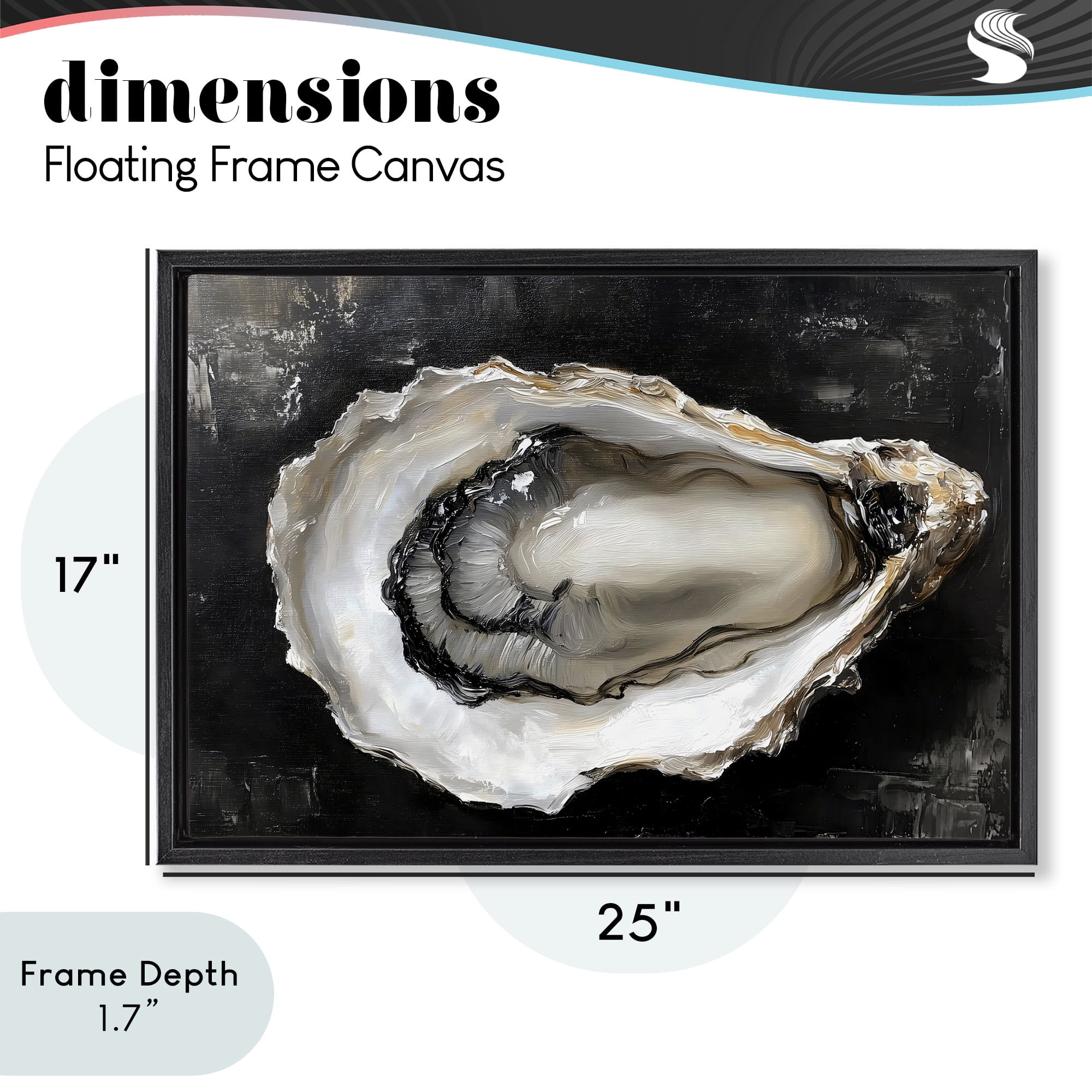 Stupell Industries Black Oyster Pearlescent Shell Black Framed Floater Canvas Wall Art, design by LSR Design Studio