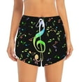 thumbnail image 2 of Gukieu Music Notes Print Women's Sports Shorts with Drawstring Elastic Waistband for Running, Yoga, Fitness-Medium, 2 of 7