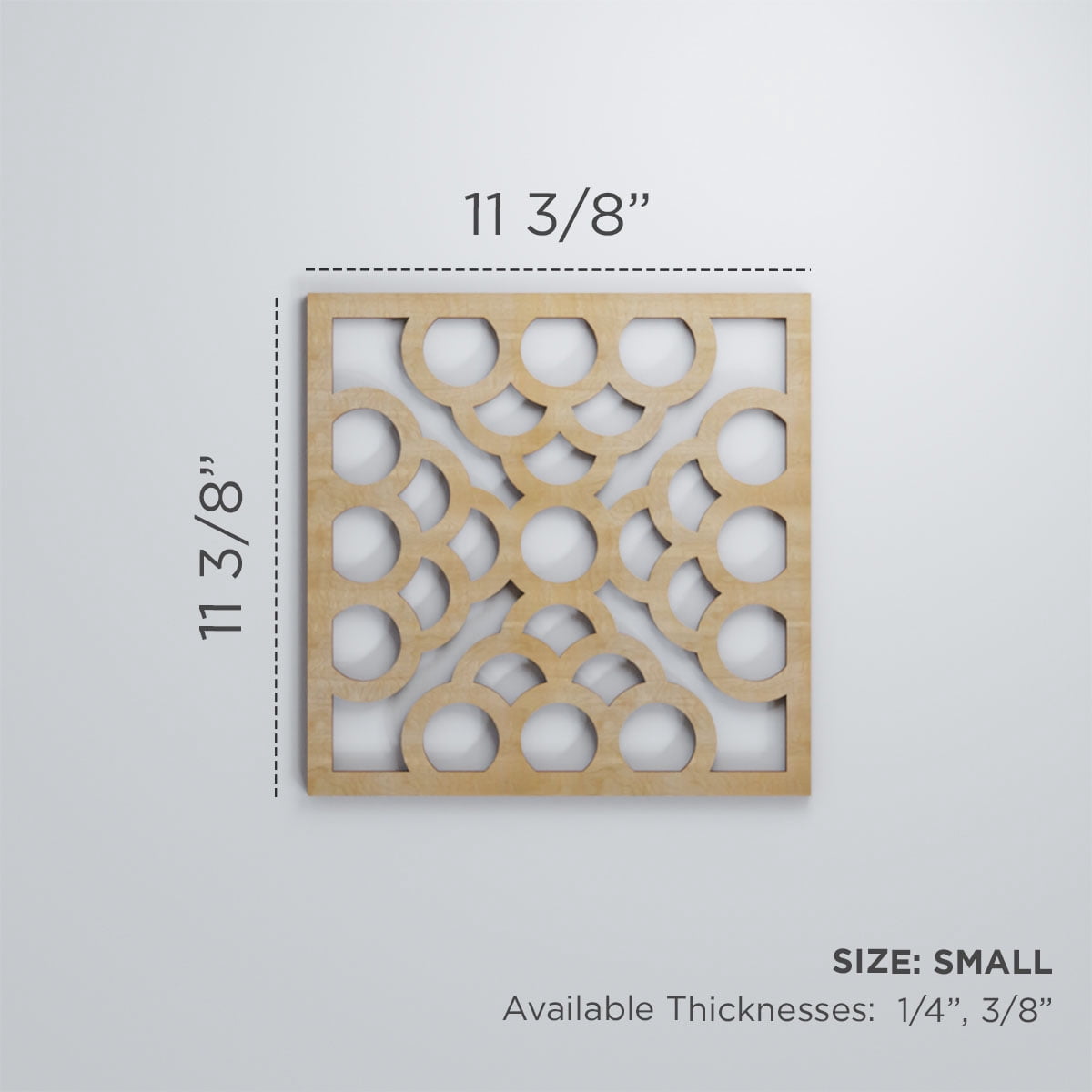 Ekena Millwork 11 3/8"W x 11 3/8"H x 3/8"T Small Harlingen Decorative Fretwork Wood Wall Panels, Alder