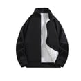thumbnail image 1 of RXIRUCGD Man Solid Color Fleece Pockets Zipper Coat, Black, Size: 3XL, 1 of 7