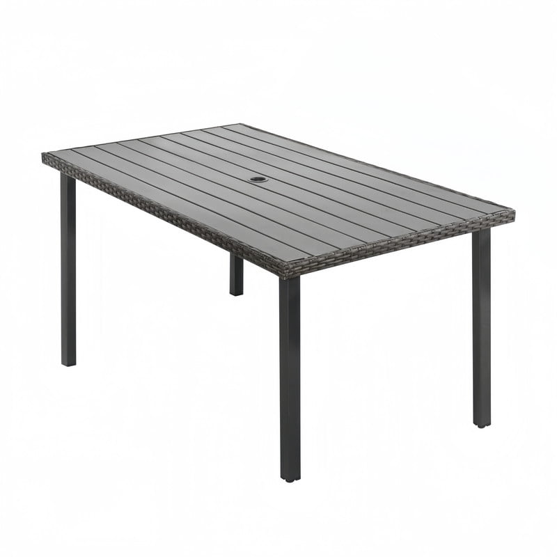 7-Piece Patio Dining Set for 6, Outdoor All-Weather Rattan Dining Table & 6 Chairs Chat Sets, Green