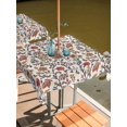 thumbnail image 6 of Outdoor Tablecloth with Umbrella Hole, Orange Red Leaf Spillproof Waterproof Outdoor Table Cover, Vintage Farmhouse Boho Pastoral Tribal Patio Tablecloths for Party/Garden/Picnic, Square 60"x60", 6 of 9