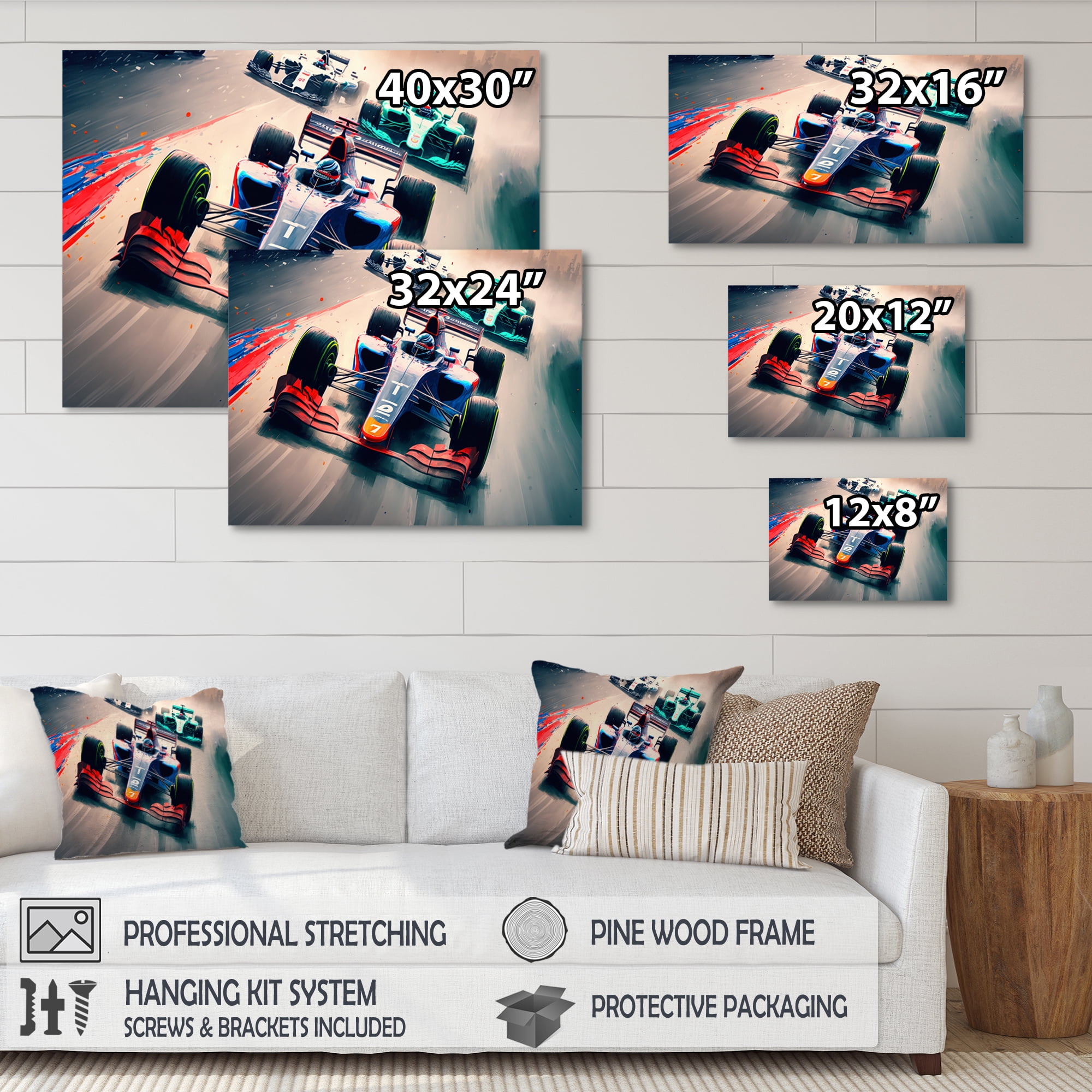 Designart Formula Car Racing VI Canvas Wall Art