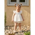 thumbnail image 4 of BemeyourBBs Toddler Baby Girl Summer Clothes Infant Baby Girl Cotton Smocked Outfit Solid Floral Flying Sleeve Ruffle Tank Tops and Shorts Set Little Girls 2 Piece Summer Outfit, 4 of 9