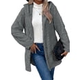 thumbnail image 2 of Womens Winter Fleece Hooded Jackets Graphic Fuzzy Warm Coat Cardigan Jacket Side Split Fall Outerwear Gray XXL, 2 of 9
