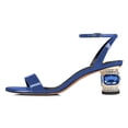 thumbnail image 3 of FSJ Women Open Round Toe Patent Leather Sandals Strappy Ankle Strap Mid Crystal Heels Fashion Party Dressy Work Shoes Size 14 Blue, 3 of 5