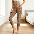 thumbnail image 2 of xfsWaSs High Waisted Leggings for Women Leopard Print 3/4 Length Yoga Pants Soft Stretch Workout Capri Leggings Comfortable Casual Trousers, 2 of 5