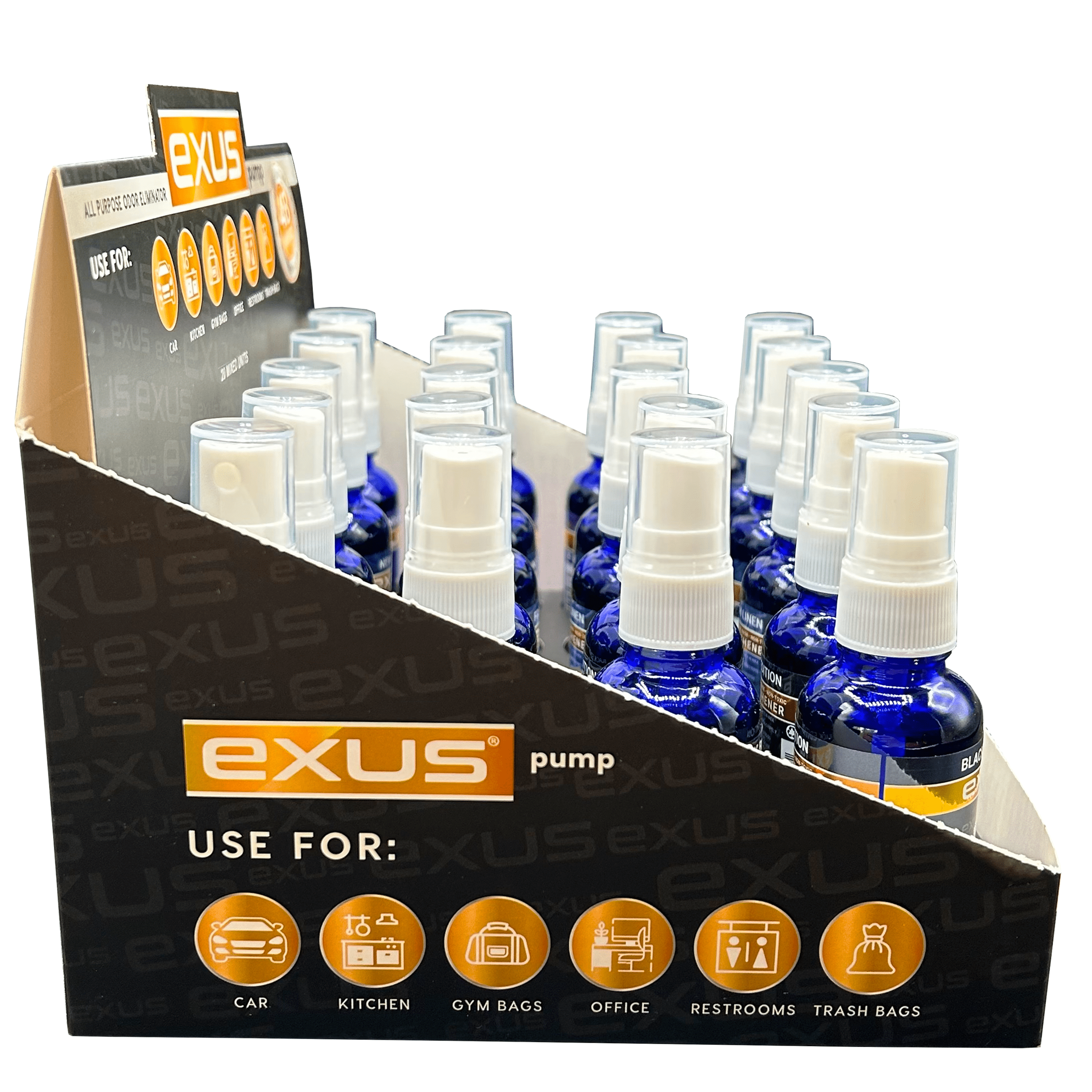 Exus Pump Concentrated Oil Based Spray Odor Eliminator & Air Freshener Display Mix (20 Count)