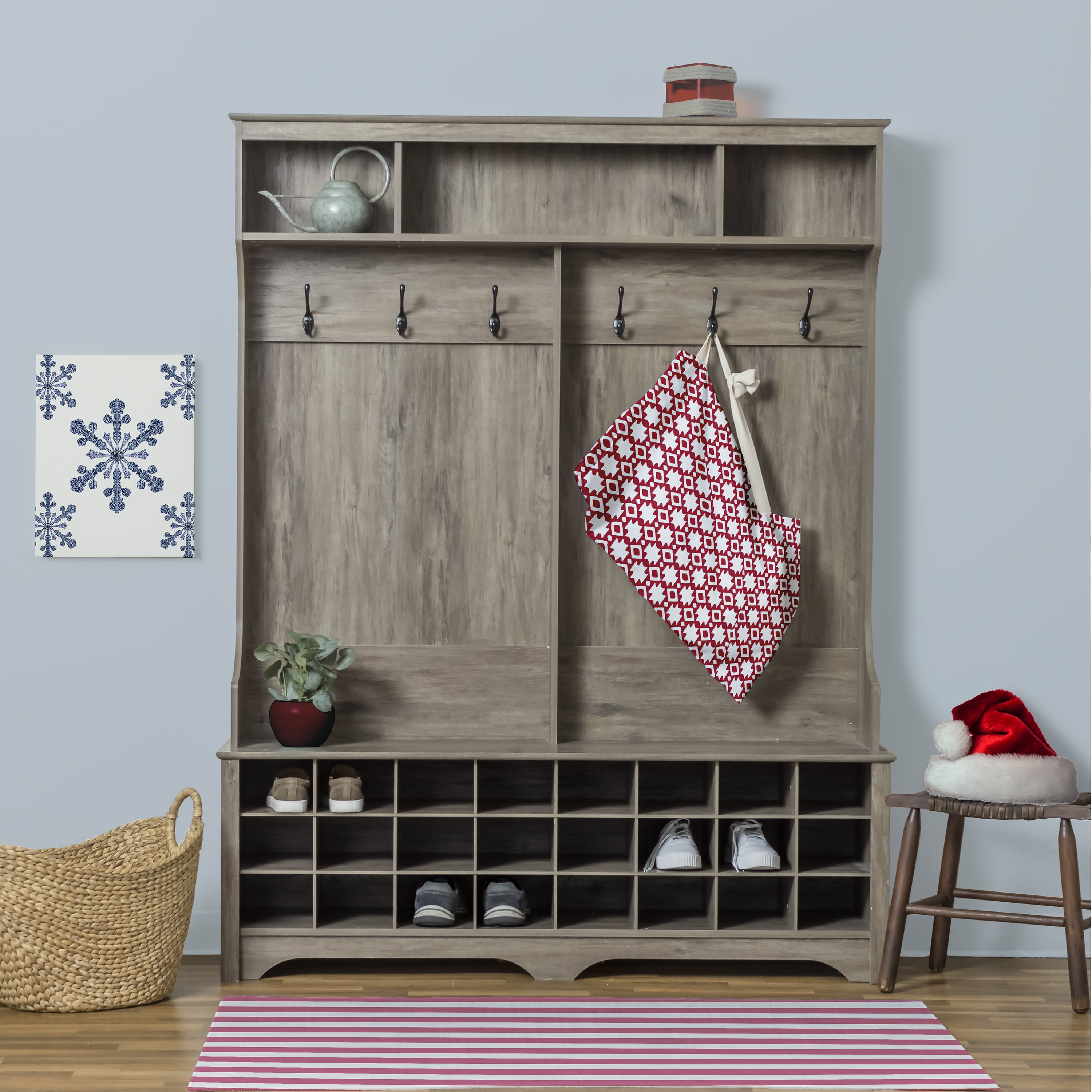 Simply Daisy Canvas Geometric 18 x 29 inch Red Laundry Bag