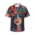 thumbnail image 1 of Balery Bohemian Colorful Flower Woman Camisas hawaianas de manga corta para hombre, camisas playeras de corte holgado, camisas de vacaciones con botones,XX-Large, 1 of 7