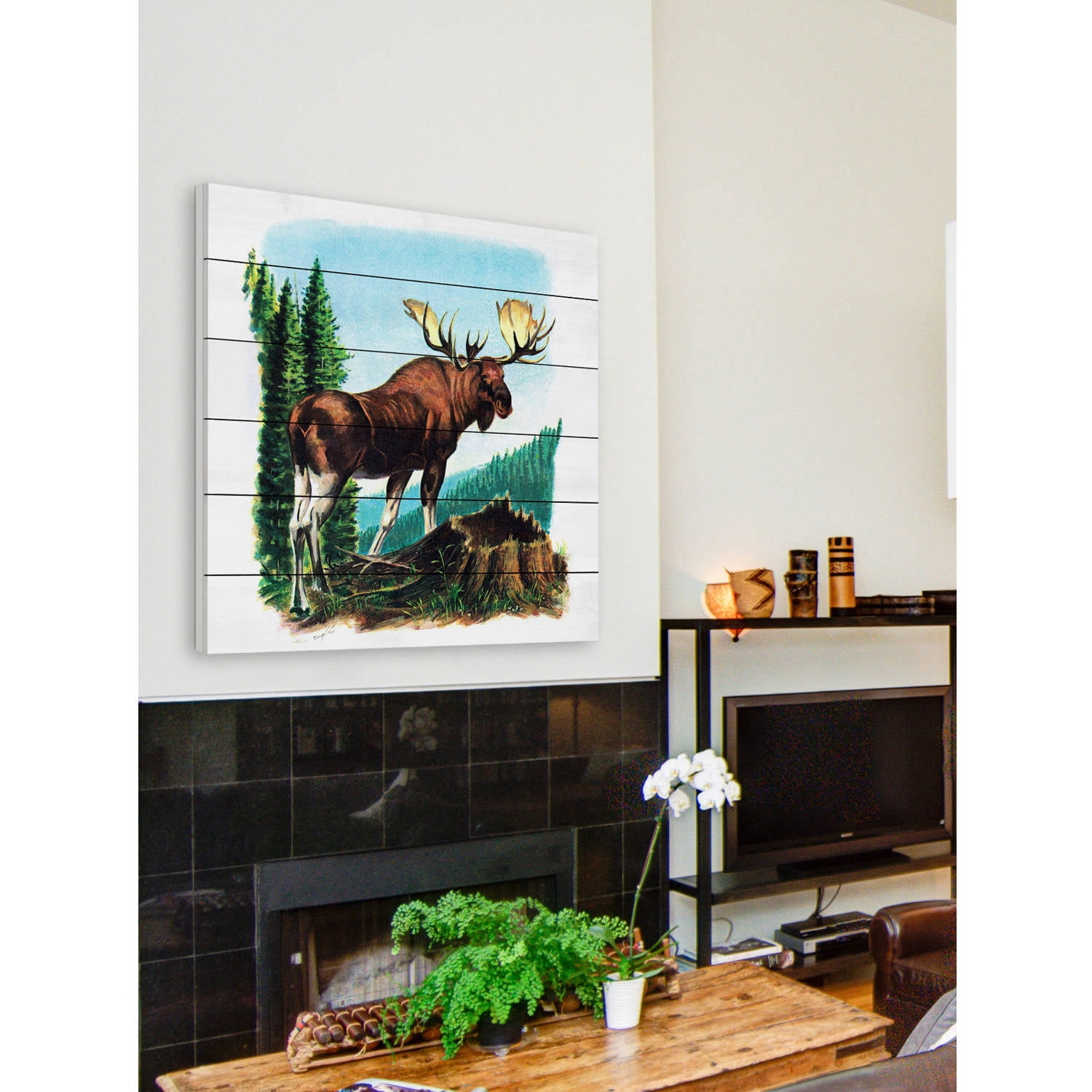 Marmont Hill "Twig Eater" Painting Print on White Wood