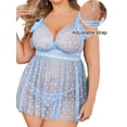thumbnail image 3 of Sexyfree Plus Size Lingerie for Women Heart Print Lace Nightwear Sheer Cheimse Sleepwear with Lace Up Bows for Valentine, 3 of 4