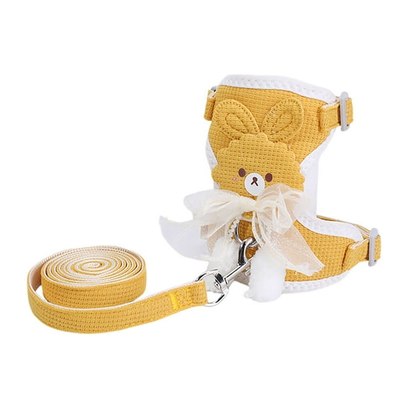 Dog Harness and Leash Set for Small Medium Dogs, Step in No Pull Soft Mesh Dog Harness Comfort Padded Pet Vest, Adjustable Reflective Easy Walking Puppy Cats Harness Training(Yellow,S)