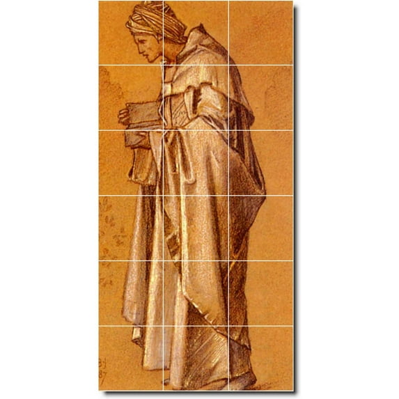 Ceramic Tile Mural-Edward Burne-Jones Illustration Painting 38. 12.75" w x 25.5" h using (18) 4.25 x 4.25 ceramic tiles