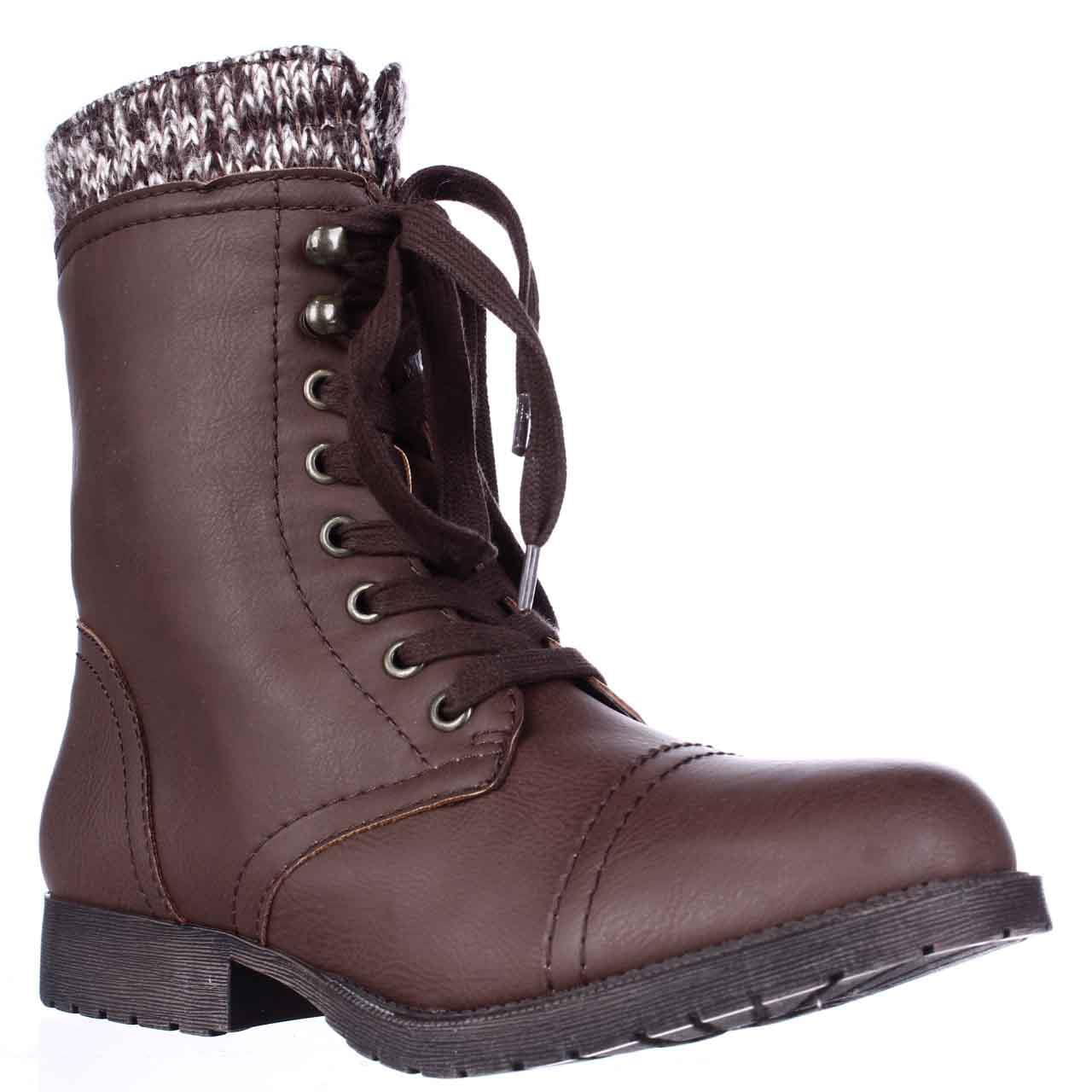 Womens Rampage Jeliana Combat Military Boots - Brown - Walmart.com