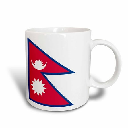 3dRose Flag of Nepal - Nepalese rhododendron red white blue - sun crescent moon - South Asia world country, Ceramic Mug, 15-ounce