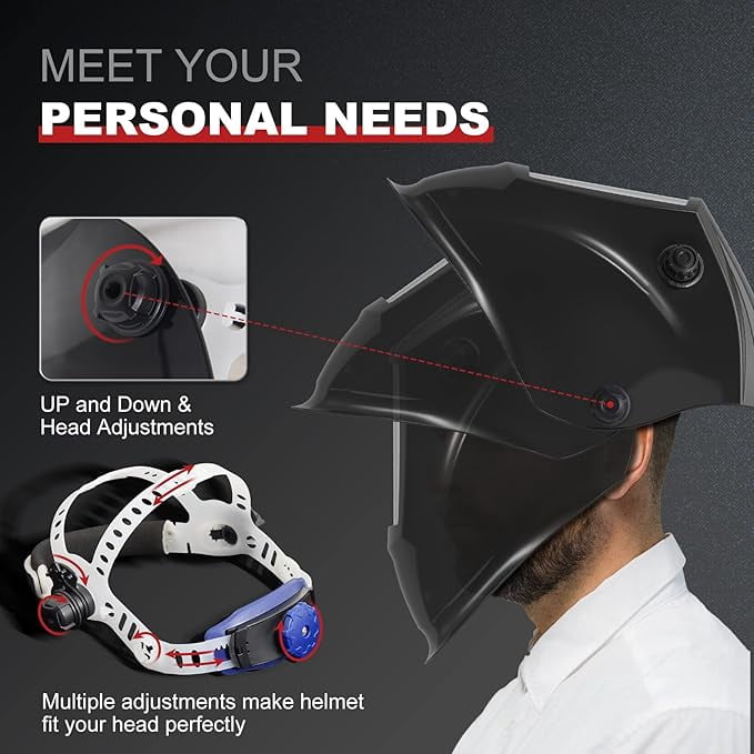 Welding Helmet 3-in-1 Auto Darkening Solar Power Large Viewing Screen 3.93 x 2.63 Inch,With Welding Gloves