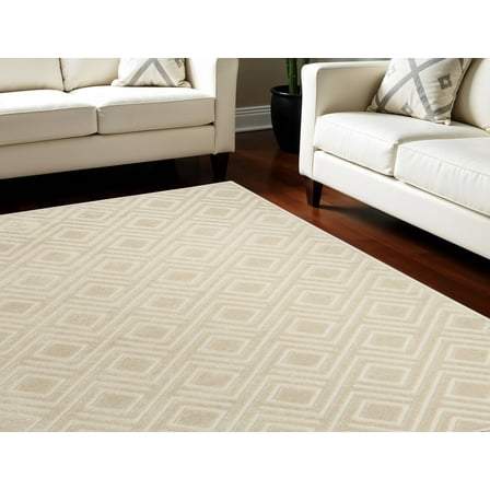 HomeRoots 569776 9 x 12 ft. Geometric Rectangle Area Rug, Beige