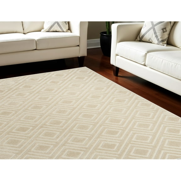 HomeRoots 569776 9 x 12 ft. Geometric Rectangle Area Rug, Beige