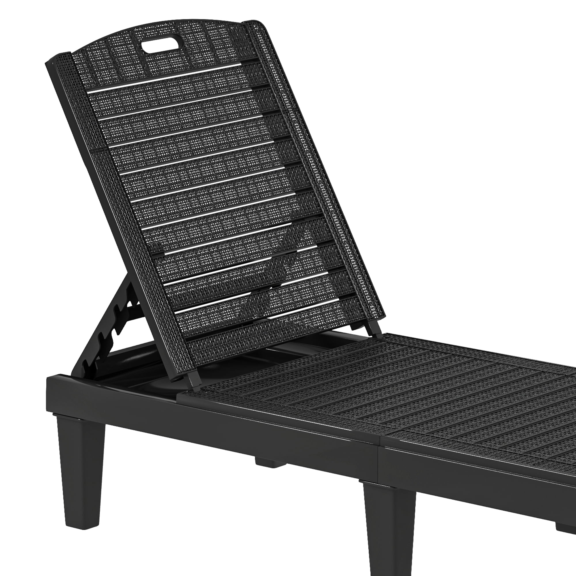 Uforic Outdoor Chaise Lounge, 5-Position Adjustable Backrest, Waterproof for Patio & Poolside, Black