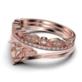 thumbnail image 4 of Gorgeous Minimalist 2.25 Carat Pear Cut Morganite And Diamond Moissanite Unique Engagement Ring, Affordable Wedding Ring, Two Matching Band in 10k Solid Rose Gold Gift For Her Love, Trio Ring Set, 4 of 4