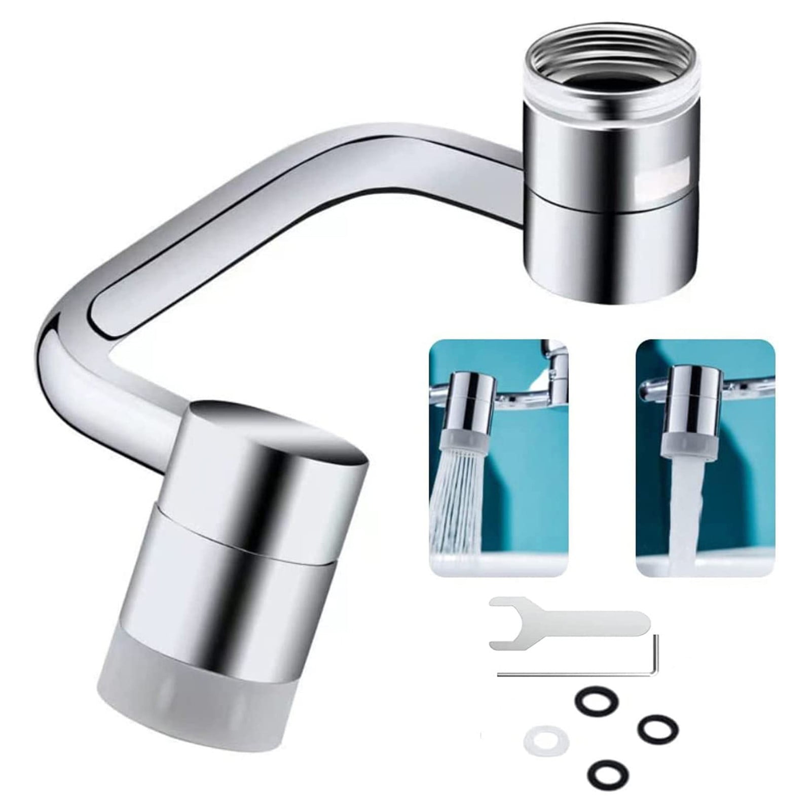 Extended Faucet Head C Arm Faucet 1080 Rotation 2 Water 55/64” Female Thread Brushed Brass Design For Bathroom Kitchen Bar Outdoor Mother'S Day Gift,1*Faucet Extender Clearance