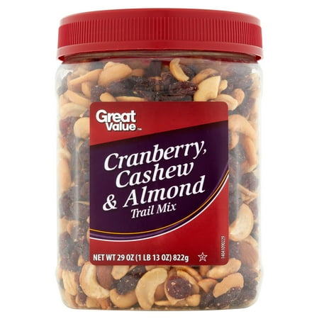 (2 Pack) Great Value Trail Mix, Cranberry, Cashew & Almond, 29
