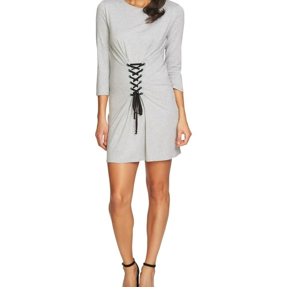 1.STATE Womens Light Heather Jersey Corset Dress, Grey, Large