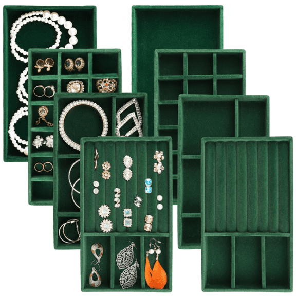 Stackable Jewelry Trays Closet Dresser Drawer Organizer for Accessories, Gadgets & Cosmetics, Jewelry Storage Display