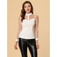 thumbnail image 3 of Blusa elegante Allegra K Panel de malla Lunares Semi Transparente Blanco L, 3 of 5