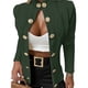 thumbnail image 3 of Cárdigan de Punto con Estampado de Rombos para Mujer, Abrigo Corto Ligero, Cuello Alto, Larga, Botones Metálicos, Chaqueta de Otoño Verde S, 3 of 8