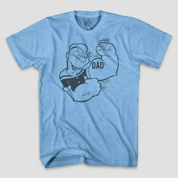 Popeye The Sailor Man Men's Officially Licensed Vintage Retro Graphic Tee T-Shirt - Blue (Medium)