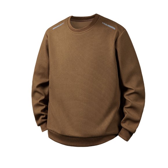 Lekwk Chemise Classique pour Hommes Manches Longues Col Rond Chemises Respirantes Chandail Confortable Décontracté Ample Couleur Unie Pulls Automne Hiver Haut Léger