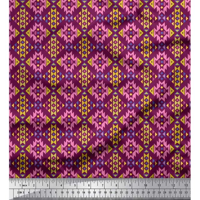 Soimoi Cotton Poplin Fabric Aztec Geometric Decor Fabric Printed Yard 42 Inch Wide