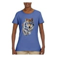 thumbnail image 2 of Wolf Oil Painting Animal Lover Womens Graphic T-Shirt, Light Blue, 3XL, 2 of 3