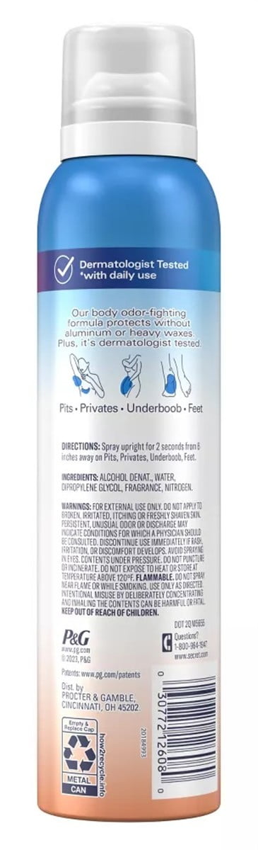 Secret Deodorant Spray Whole Body Peach + Vanilla 3.5oz (Pack of 3)
