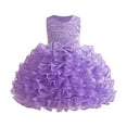 thumbnail image 5 of Girls Tutu-Dresses Size 2-8 Toddlers Kids Cute Sleeveless Crewneck Solid A-Line High Waisted Bowknot Layered Flower Girl Prom Dress, 5 of 8
