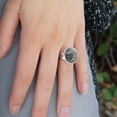 thumbnail image 2 of Alligator Black and White Green Eyes Silver Plated Adjustable Novelty Ring, 2 of 4