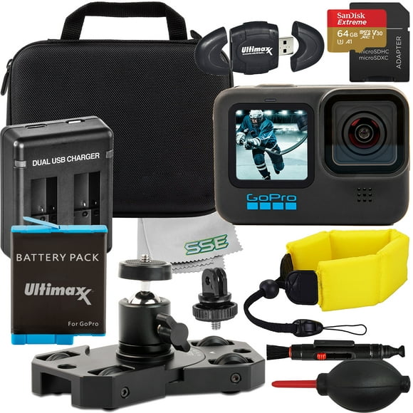 Ultimaxx Essential Bundle + GoPro HERO11 (Hero 11) + SanDisk 64GB Micro Extreme Memory Card, Portable Mini Metal Camera Dolly, Replacement Battery & More (18pc Bundle)