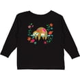 thumbnail image 3 of Inktastic Sloth Cute Girls Flowered Girls Long Sleeve Toddler T-Shirt, 3 of 5