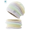 thumbnail image 2 of Deago Women's Tie Dye Winter Beanie Hat Scarf Set Warm Knit Hat Thick Fleece Lined Skull Caps Neck Warmer (Yellow), 2 of 7
