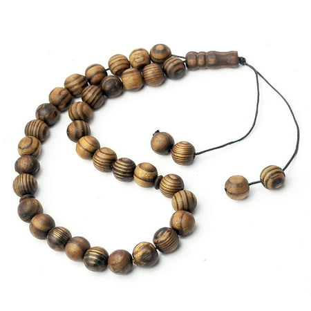 

AOOOWER Islamic Muslim Wood Bracelet Pendant Wooden Rosary Beads 33pcs Prayer Bead