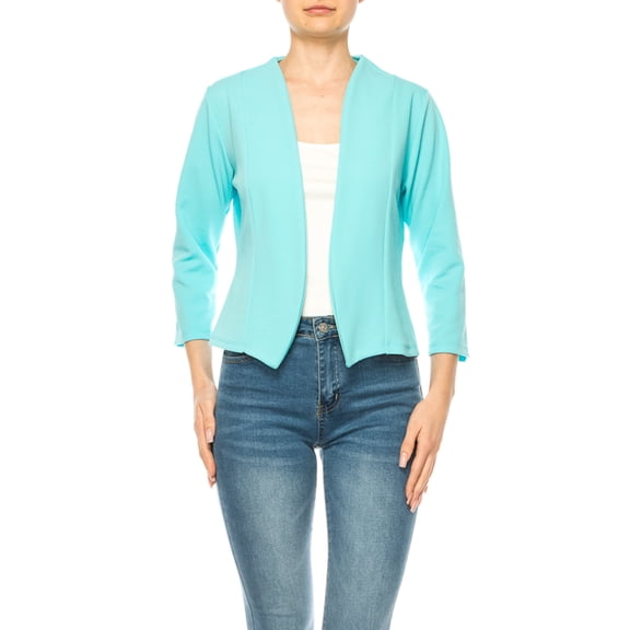 FashionStream MOA COLLECTION Collarless Open Front 3/4 Sleeve, Blazer & Cardigan (Women's).