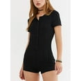 thumbnail image 3 of Cenuakty Womenacute;s Summer Short Pajama Romper Short Sleeve Button Down Solid Color/Floral Jumpsuit Pajama, 3 of 7