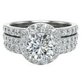 thumbnail image 4 of Diamond Wedding Ring Set for Women Round Brilliant Halo Rings with Enhancer Bands 14K White Gold 1.70 Carat (G,VS), 4 of 5