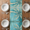 thumbnail image 4 of Green Tree Coastal Beach Table Runner 70 Inches Long, Vintage Tropical Plant Cotton Linen Table Runners Dresser Scarves, Decorative Fabric Tabletop Scarf Furniture Cover for Home Dinner Party 13"x70", 4 of 8