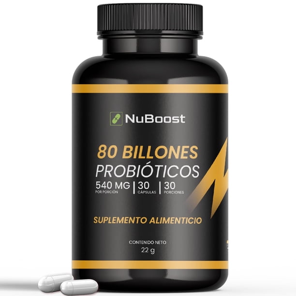 Nuboost 80 billones de probióticos 30 Caps con 10 cepas diferentes - Lactobacillus - Probioticos y Lactobacilos - 80 billion probiotics Hecho en USA